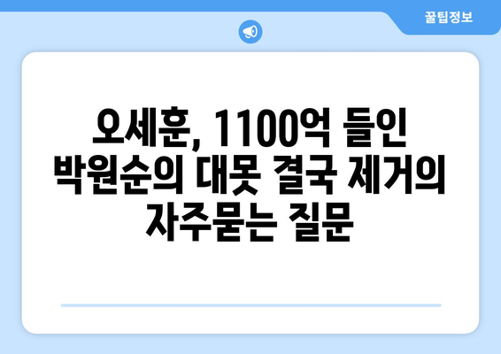 오세훈, 1100억 들인 박원순의 대못 결국 제거