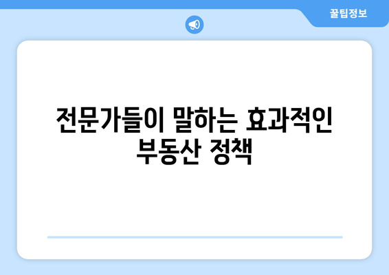 대출규제와 집값 안정: 전문가들이 제시하는 효과적인 정책 방향