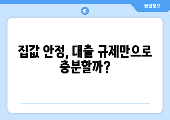 대출규제와 집값 안정: 전문가들이 제시하는 효과적인 정책 방향