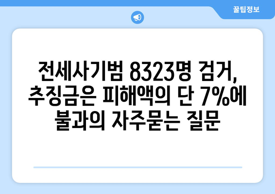 전세사기범 8323명 검거, 추징금은 피해액의 단 7%에 불과