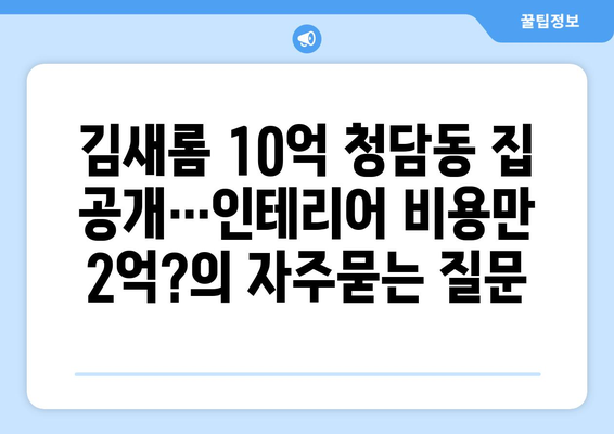 김새롬 10억 청담동 집 공개…인테리어 비용만 2억?