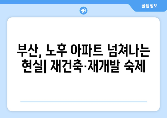 부산 아파트 절반이 20년 이상, 재건축과 재개발의 미래는?