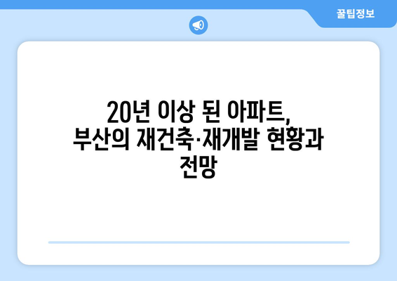 부산 아파트 절반이 20년 이상, 재건축과 재개발의 미래는?