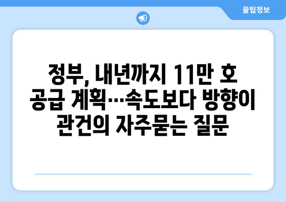 정부, 내년까지 11만 호 공급 계획…속도보다 방향이 관건