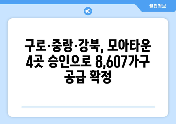 구로·중랑·강북구 모아타운 4건 통과…8607가구 공급 예정