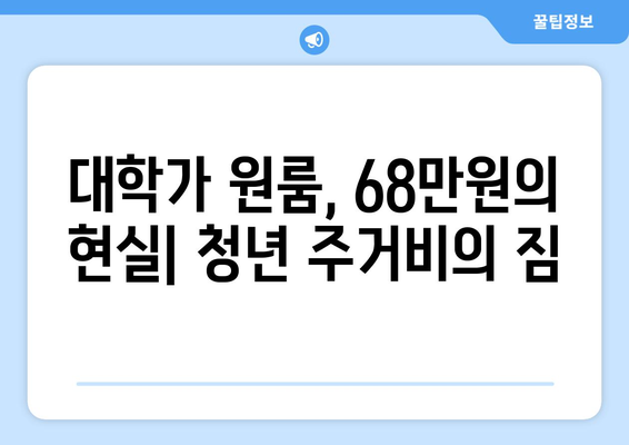 대학가 원룸 월세 68만원, 청년 주거비 부담과 해결책