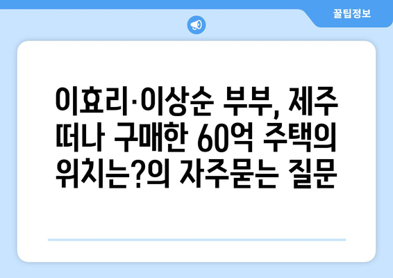 이효리·이상순 부부, 제주 떠나 구매한 60억 주택의 위치는?