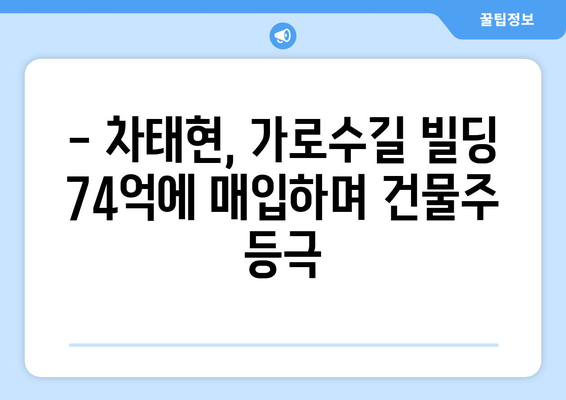 차태현, 가로수길 빌딩 74억에 매입…이제는 건물주