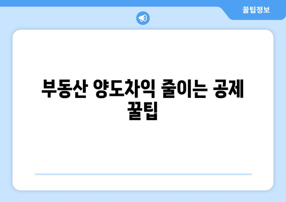 부동산 양도소득세 공제 항목 분석