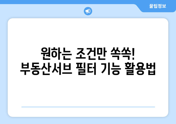 부동산서브의 필터 기능을 활용한 매물 검색 방법