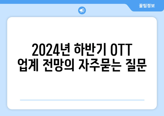 2024년 하반기 OTT 업계 전망