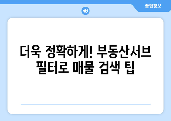 부동산서브의 필터 기능을 활용한 매물 검색 방법