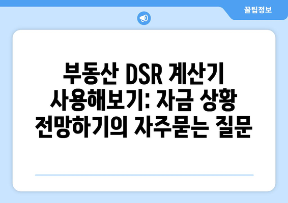 부동산 DSR 계산기 사용해보기: 자금 상황 전망하기