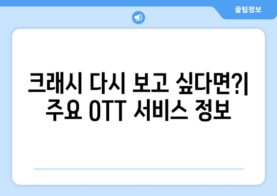 드라마 <크래시> 줄거리, 등장인물, 재시청 OTT 정보