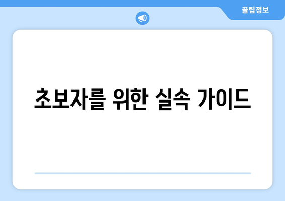 초보자를 위한 실속 가이드