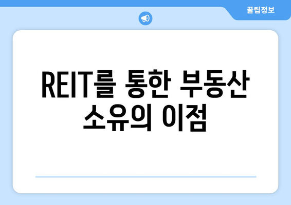 REIT를 통한 부동산 소유의 이점