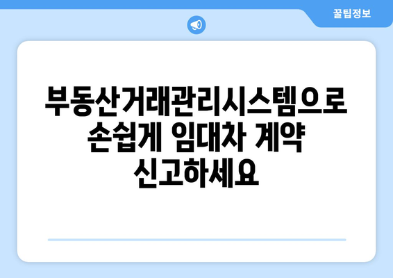 주택 임대차 계약 신고 및 관리에 활용하는 부동산거래관리시스템