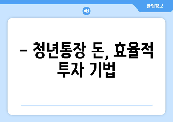 - 청년통장 돈, 효율적 투자 기법