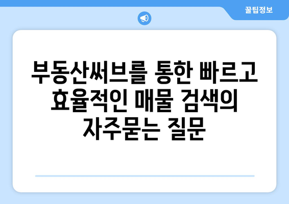 부동산써브를 통한 빠르고 효율적인 매물 검색