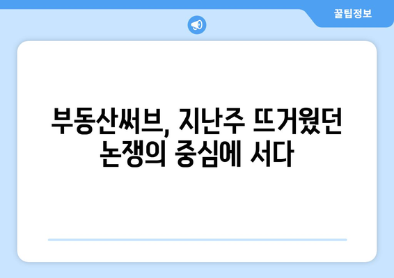 부동산써브 지난주 논란 요약 및 분석