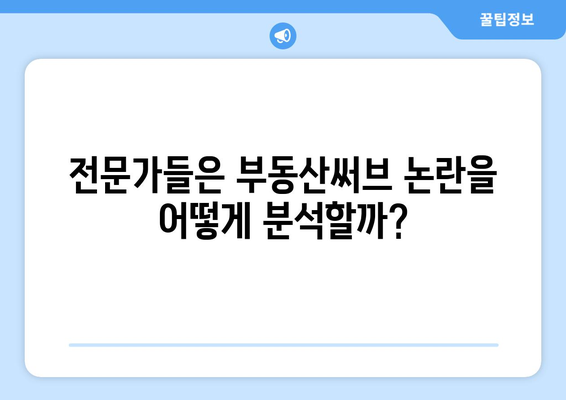 부동산써브 지난주 논란 요약 및 분석