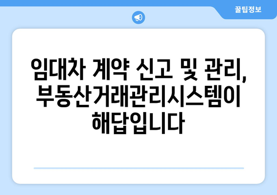 주택 임대차 계약 신고 및 관리에 활용하는 부동산거래관리시스템