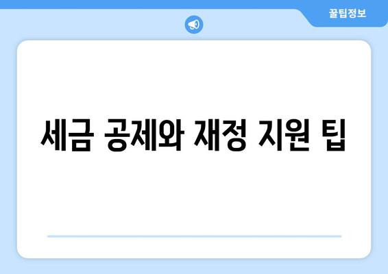 세금 공제와 재정 지원 팁