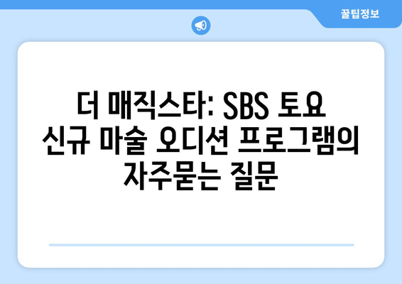 더 매직스타: SBS 토요 신규 마술 오디션 프로그램