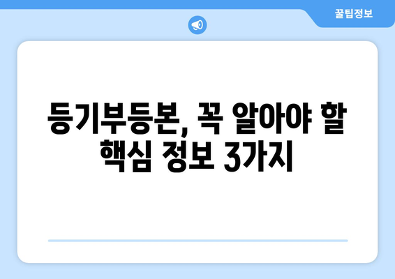 등기부등본 이해하기: 3분 만에 알아보는 요약서