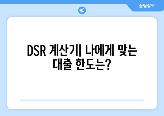 부동산 대출 규제 DSR 계산기 사용법 및 정리