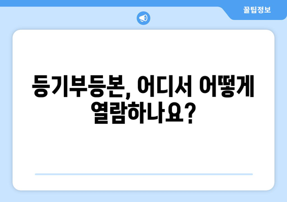 필수 지식! 부동산 등기부등본 열람 방법