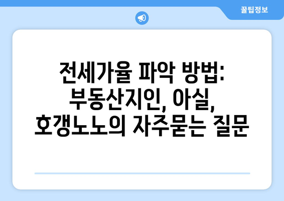 전세가율 파악 방법: 부동산지인, 아실, 호갱노노