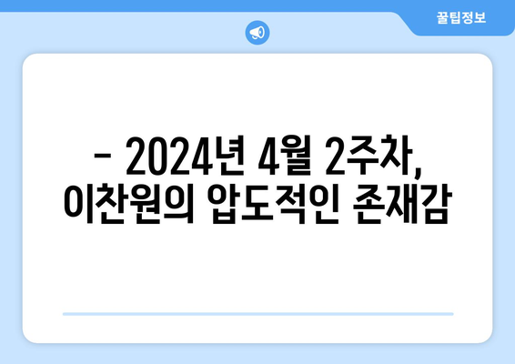 이찬원, 2024년 4월 2주차 JTBC 예능 프로그램 출연자 트렌드 지수 1위