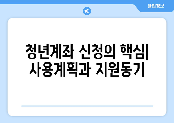 청년계좌 신청의 핵심| 사용계획과 지원동기