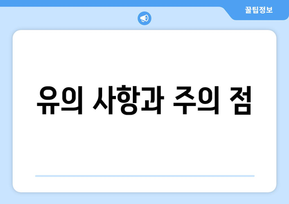 유의 사항과 주의 점