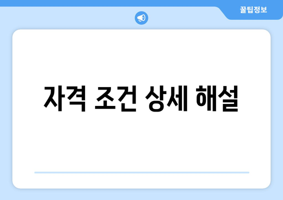 자격 조건 상세 해설