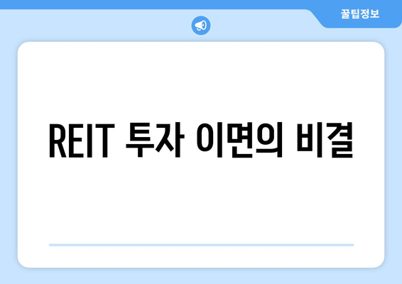 REIT 투자 이면의 비결