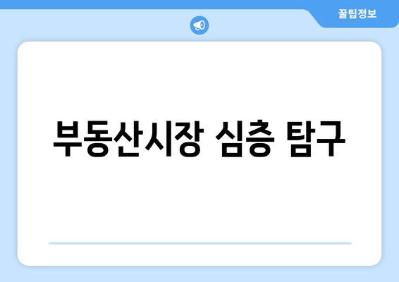 부동산시장 심층 탐구