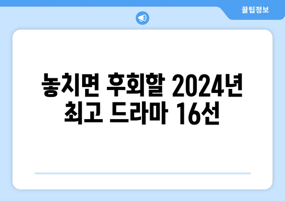 2024년 최고의 드라마 베스트 16