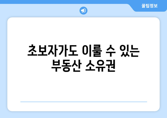 초보자가도 이룰 수 있는 부동산 소유권