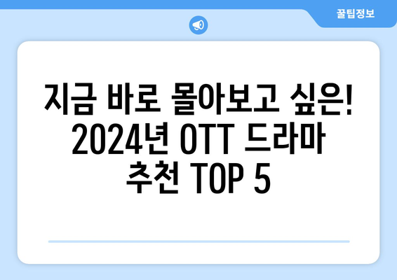 2024년 OTT 추천 드라마 순위 TOP 5