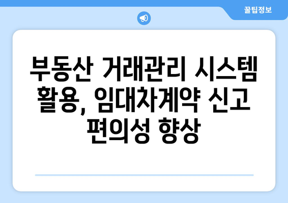 주택 임대차계약 신고 유예기간 연장: 부동산 거래관리 시스템 활용