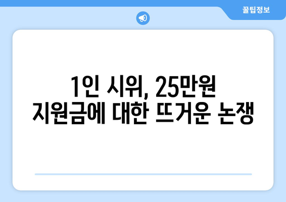 1인 시위로 반대하는 25만원 민생 회복 지원금