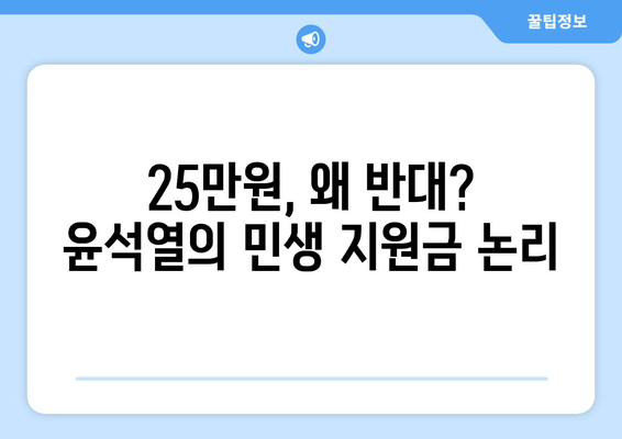 윤석열의 25만원 지급 반박, 민생 지원금 대안은?