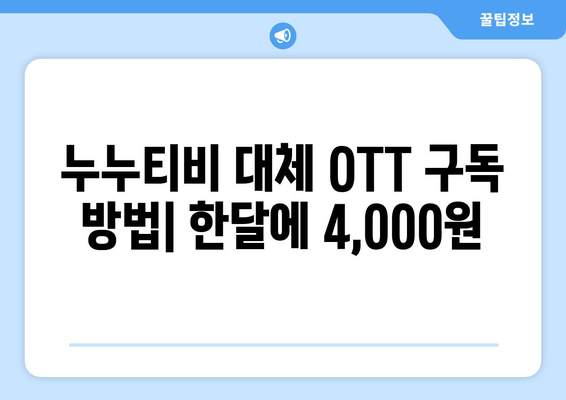 누누티비 대체 OTT 구독 방법: 한달에 4,000원