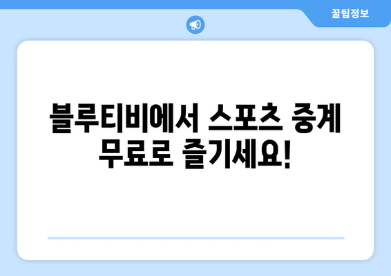 블루티비 스포츠 무료 중계 사이트 소개