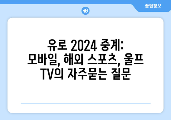 유로 2024 중계: 모바일, 해외 스포츠, 울프 TV