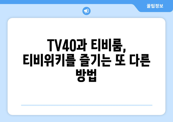 티비위키 우회 방법: 앱, 사이트, tv40, 티비룸