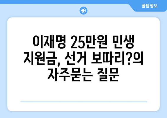 이재명 25만원 민생 지원금, 선거 보따리?