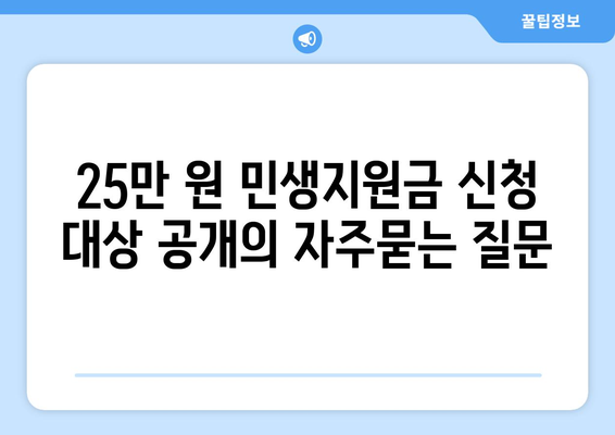 25만 원 민생지원금 신청 대상 공개